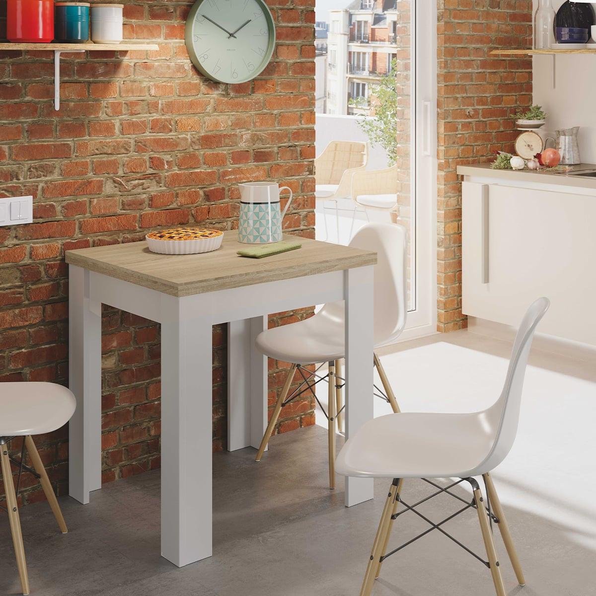 TISCH ausziehbarer Klappsystem in Buchform 67/67/79 cm - Weiß, Holzwerkstoff (7.9/67/79cm) - Calicosy