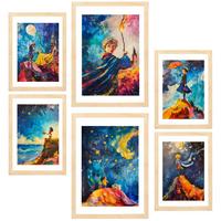 POSTER Set Mit 6 Kinderfilme A3 & A4 Rahmen Aus Hellem Holz - Beige, Papier (29/3cm) - Nacnic