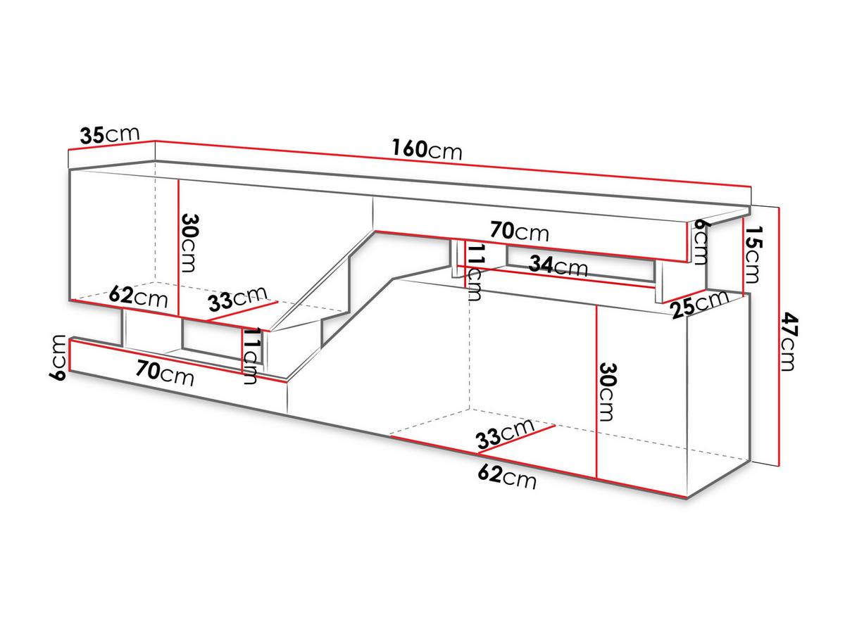TV-ELEMENT Ceelias 160 - Anthrazit, Holzwerkstoff (160/47/35cm) - MIRJAN24