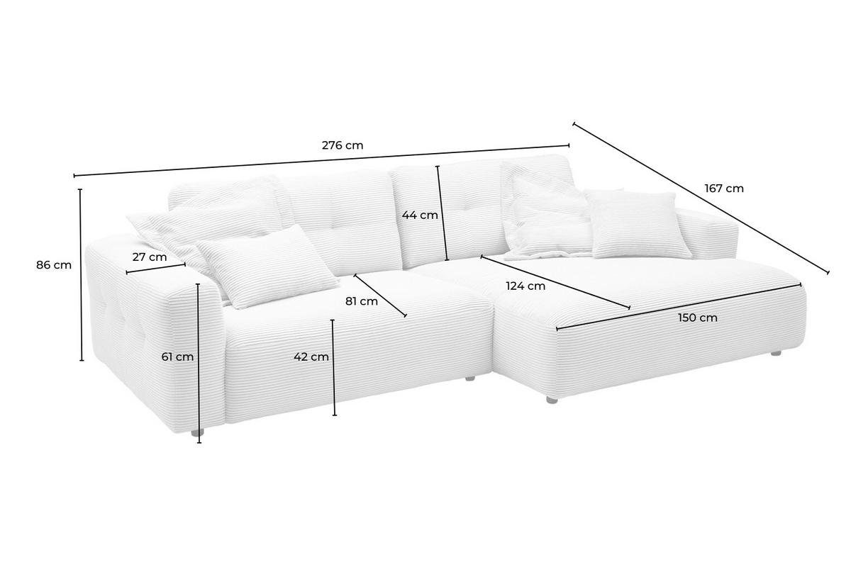 ECKSOFA MIKA Grün Cord - Schwarz/Olivgrün, Kunststoff/Textil (276/167cm) - KAWOLA