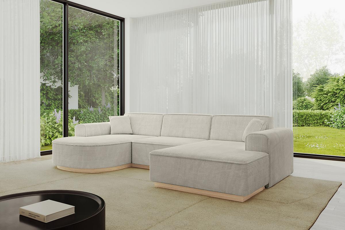 WOHNLANDSCHAFT ARRIO-U1 303x171x83 cm Creme - Ecru/Creme, Holzwerkstoff/Textil (303/83/171cm) - ALTDECOR