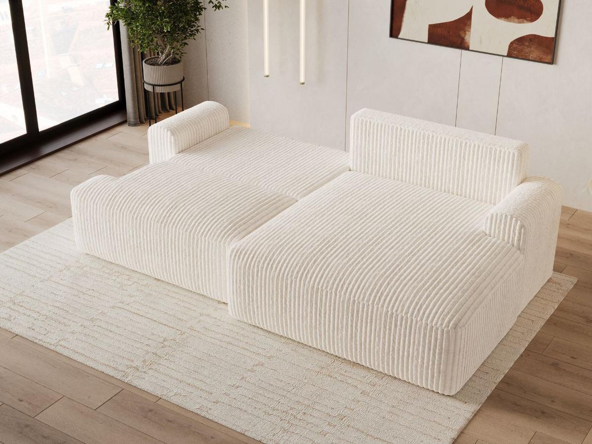 ECKSOFA Serene Creme Links - Creme, Holz/Textil (259/145cm) - Graingold
