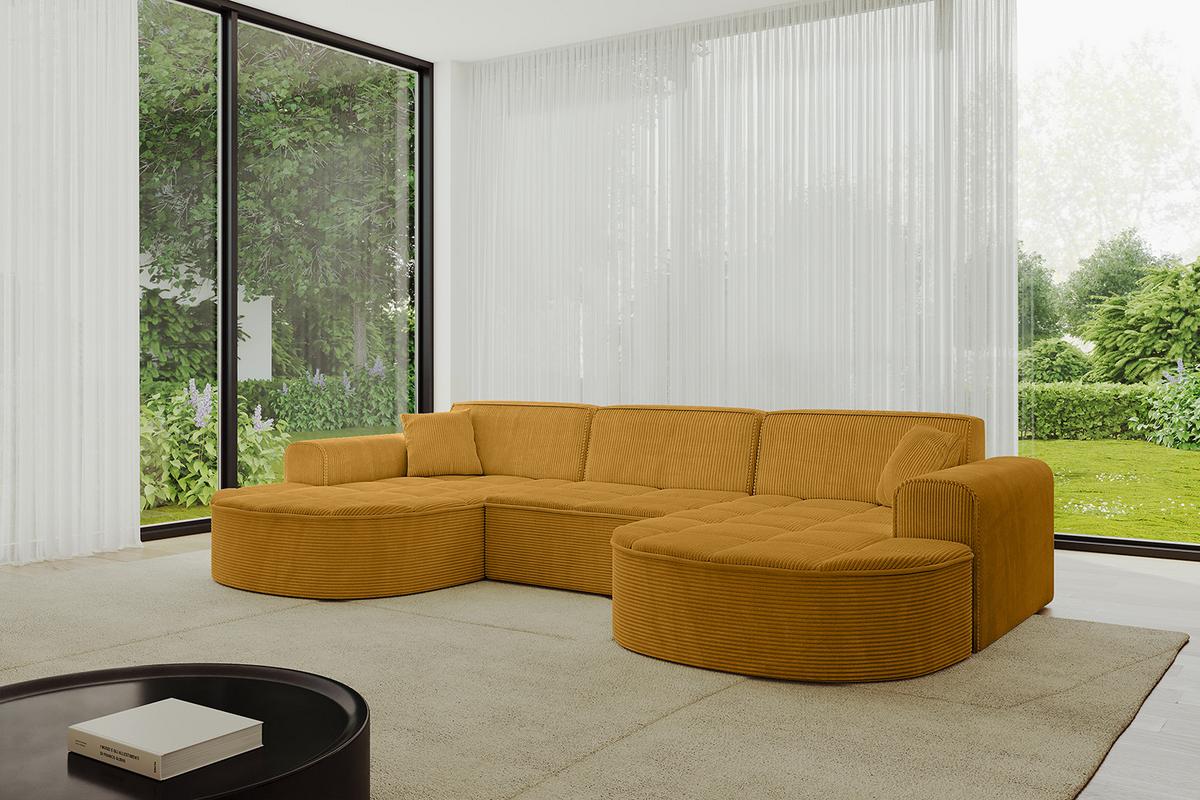 WOHNLANDSCHAFT TARO-U1 - 303x171x79,5 cm Senfgelb - Currygelb/Gelb, Holzwerkstoff/Textil (303/79.5/171cm) - ALTDECOR