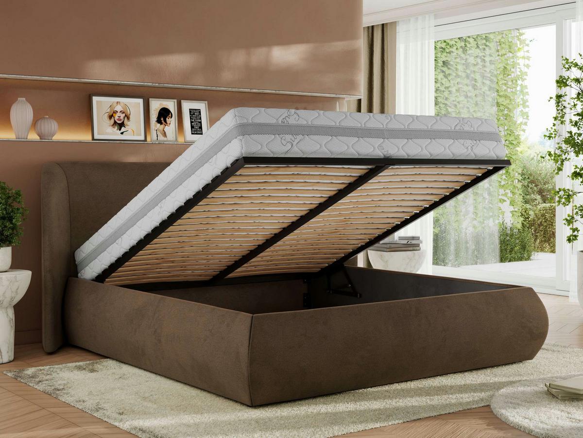 POLSTERBETT CAELA CLASSIC 140/200 - Braun Velvet - Multipocket-Matratze - Braun, Textil (140/200cm) - MKS