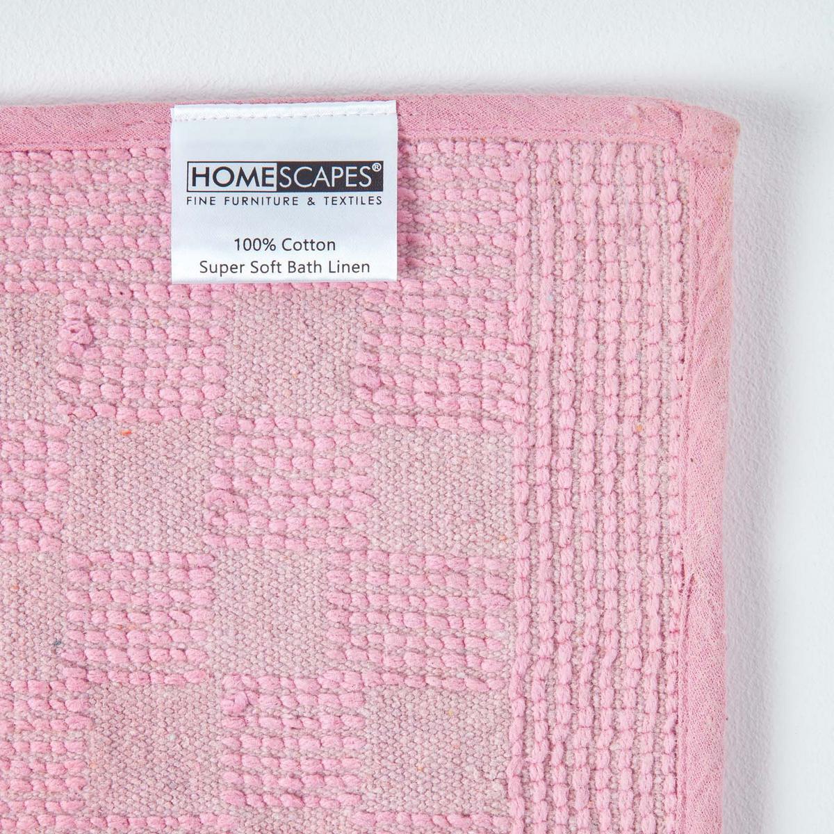 BADEMATTE 45/75 cm Karo-Bordüre, Baumwolle - Pink, Textil (45/75cm) - Homescapes