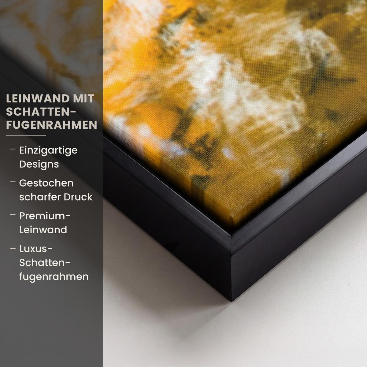 LEINWAND Bilder mit Rahmen - Wald - Landschaft - Wasser - Bäume - Sonne - Grün - Natur - 100x150 - Grün, Textil (100/150cm) - MuchoWow