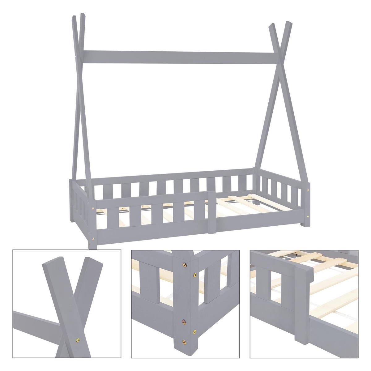 KINDERBETT Tipi 70x140 cm Hellgrau - Hellgrau, Holz (70/140cm) - ML-DESIGN
