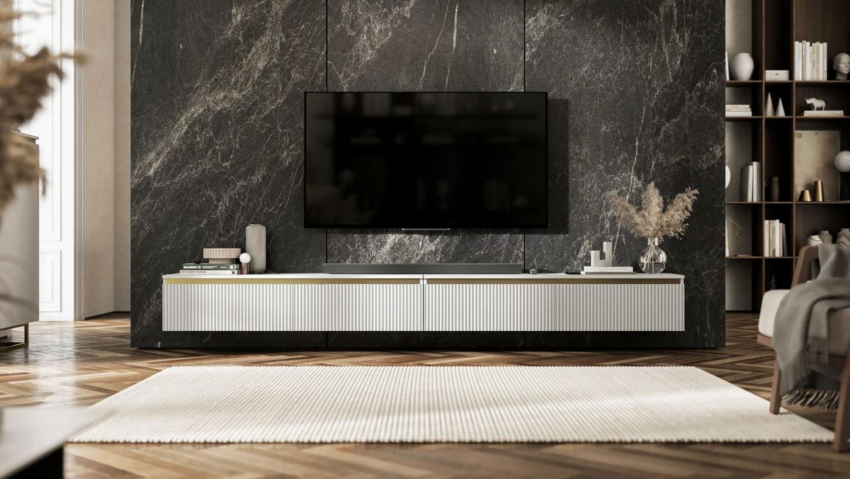 TV-LOWBOARD 2-er Set Selene Weiß Matt Glamour 140 cm - Weiß, Holzwerkstoff (280/30/35cm) - Meble Lindner