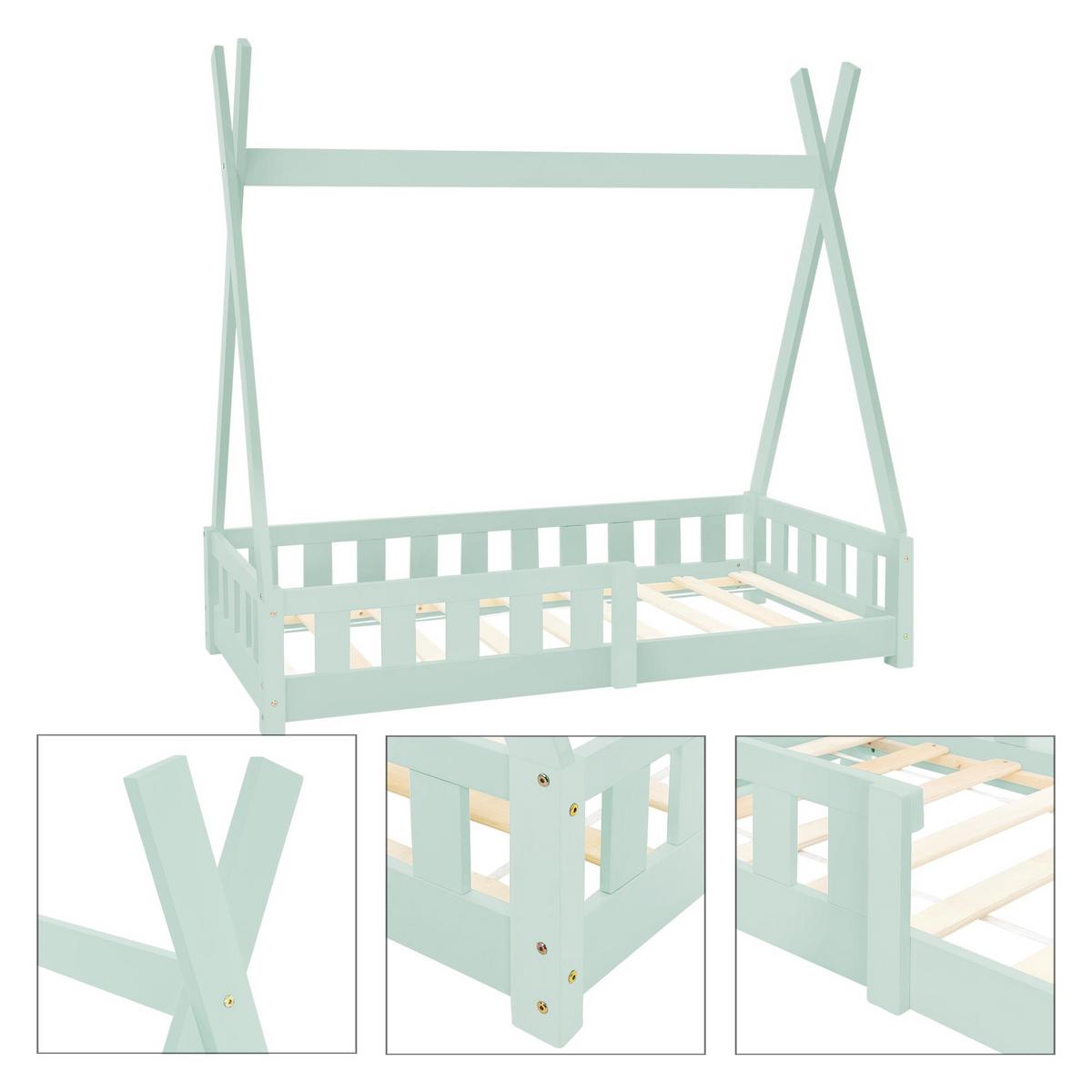 KINDERBETT Tipi 70x140 cm Mint - Mintgrün, Holz (70/140cm) - ML-DESIGN
