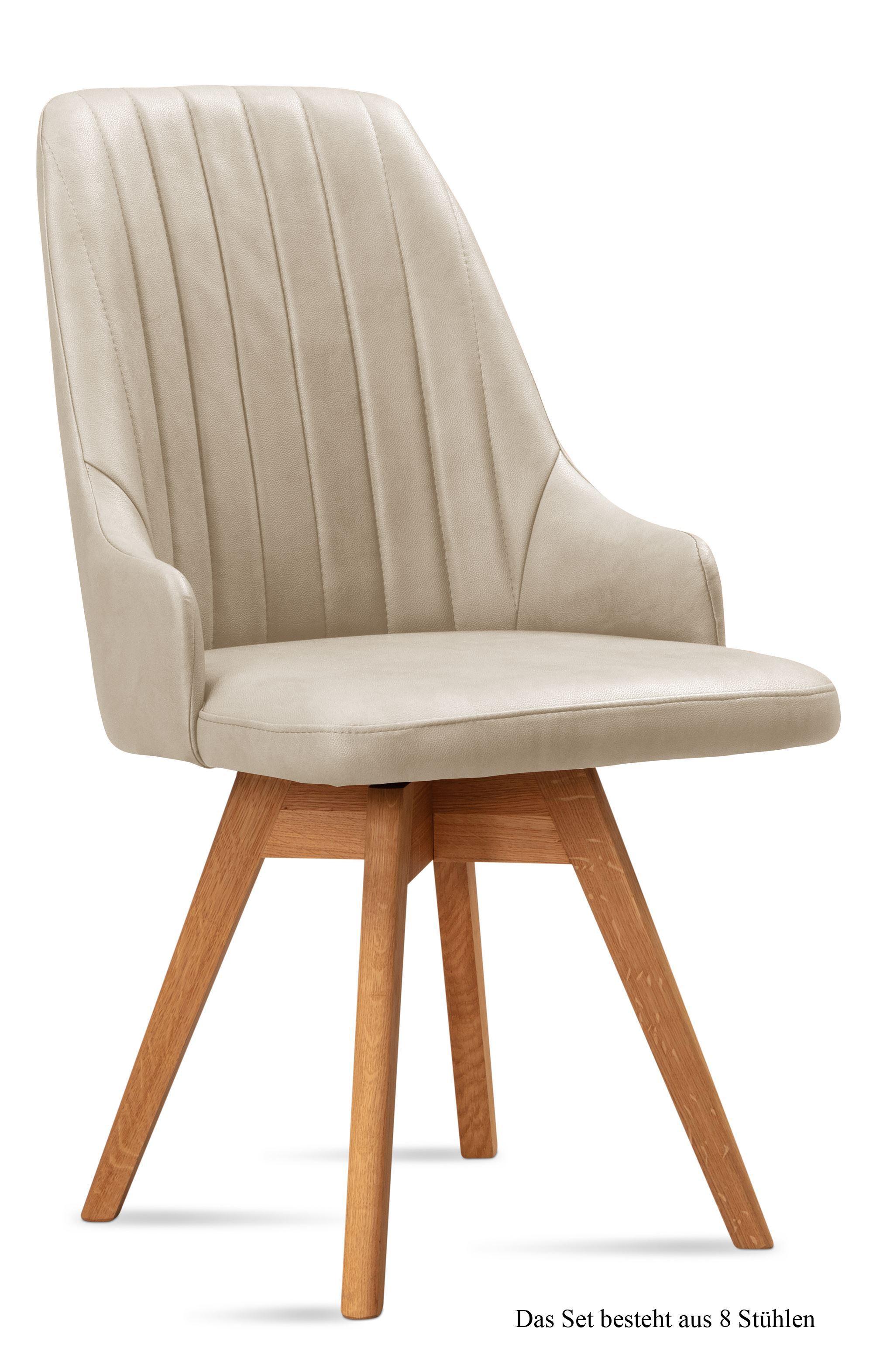 ESSZIMMERSTUHL drehbar (8er-Set) Dotti 52x91x60 Eiche geölt/Natur - Eichefarben/Naturfarben, Kunststoff (60/91/52cm) - 58aufmkessel