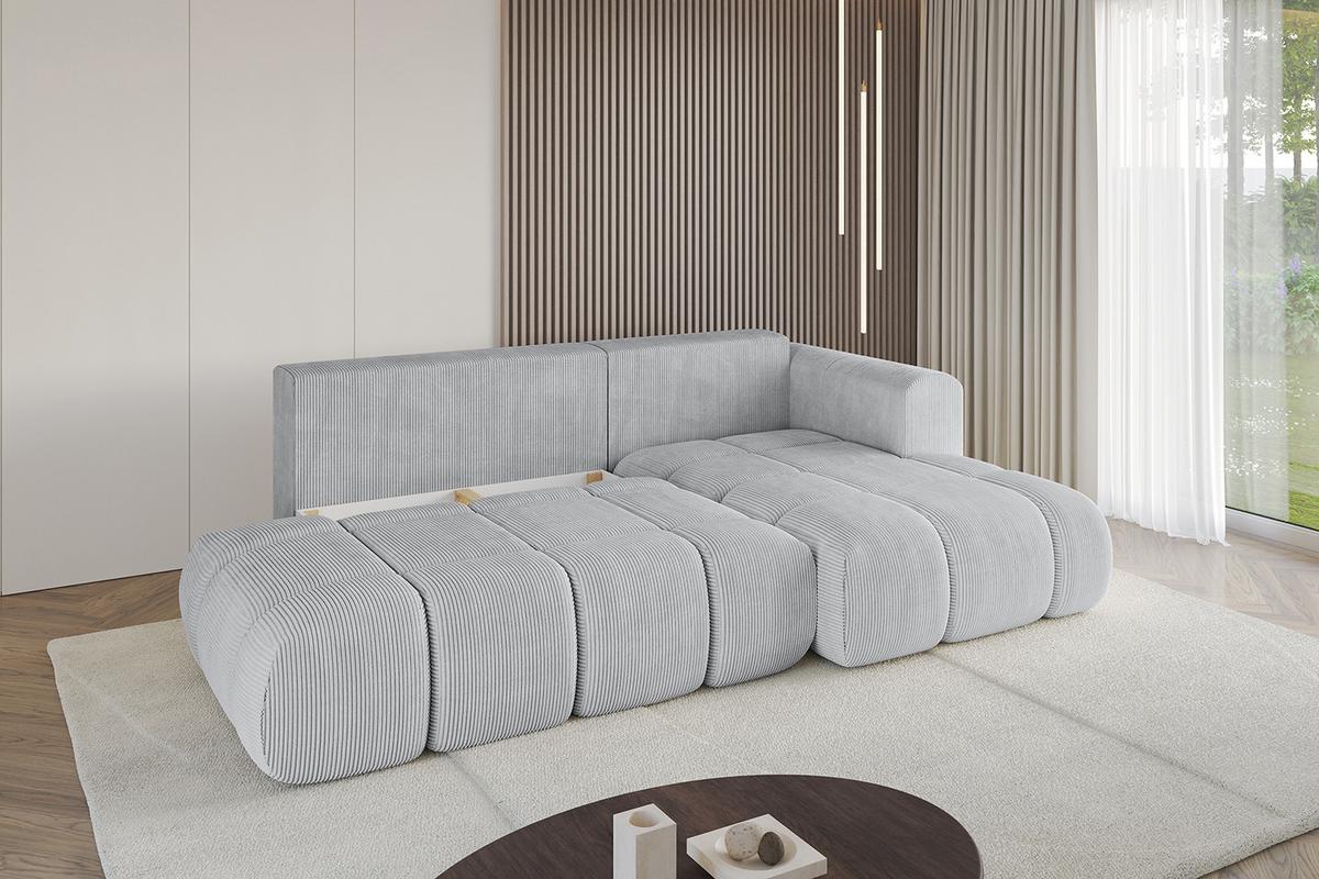 ECKSOFA Ottomane Rechts CLOUD-L-v1 280x185x90 Grau Cord - Grau, Holzwerkstoff/Kunststoff (185/280cm) - ALTDECOR
