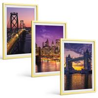 BILDER SET 3er Set - 40x60 cm Goldrahmen - Brücken, Sonne, Stadtblick - Goldfarben, Kunststoff (40/60cm) - TULUP