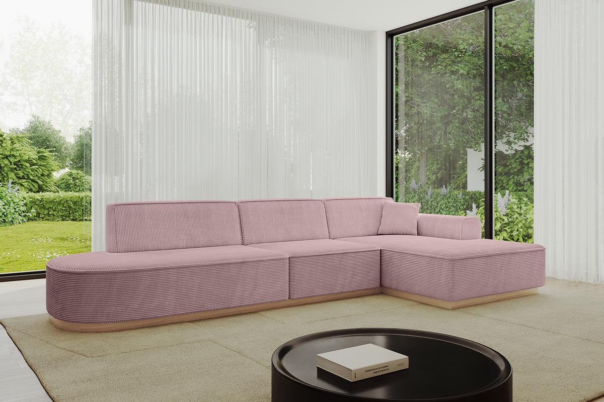 ECKSOFA Ottomane Rechts IREA-L2 - 327x165x80 cm Rosa - Rosa, Holzwerkstoff/Textil (327/165cm) - ALTDECOR