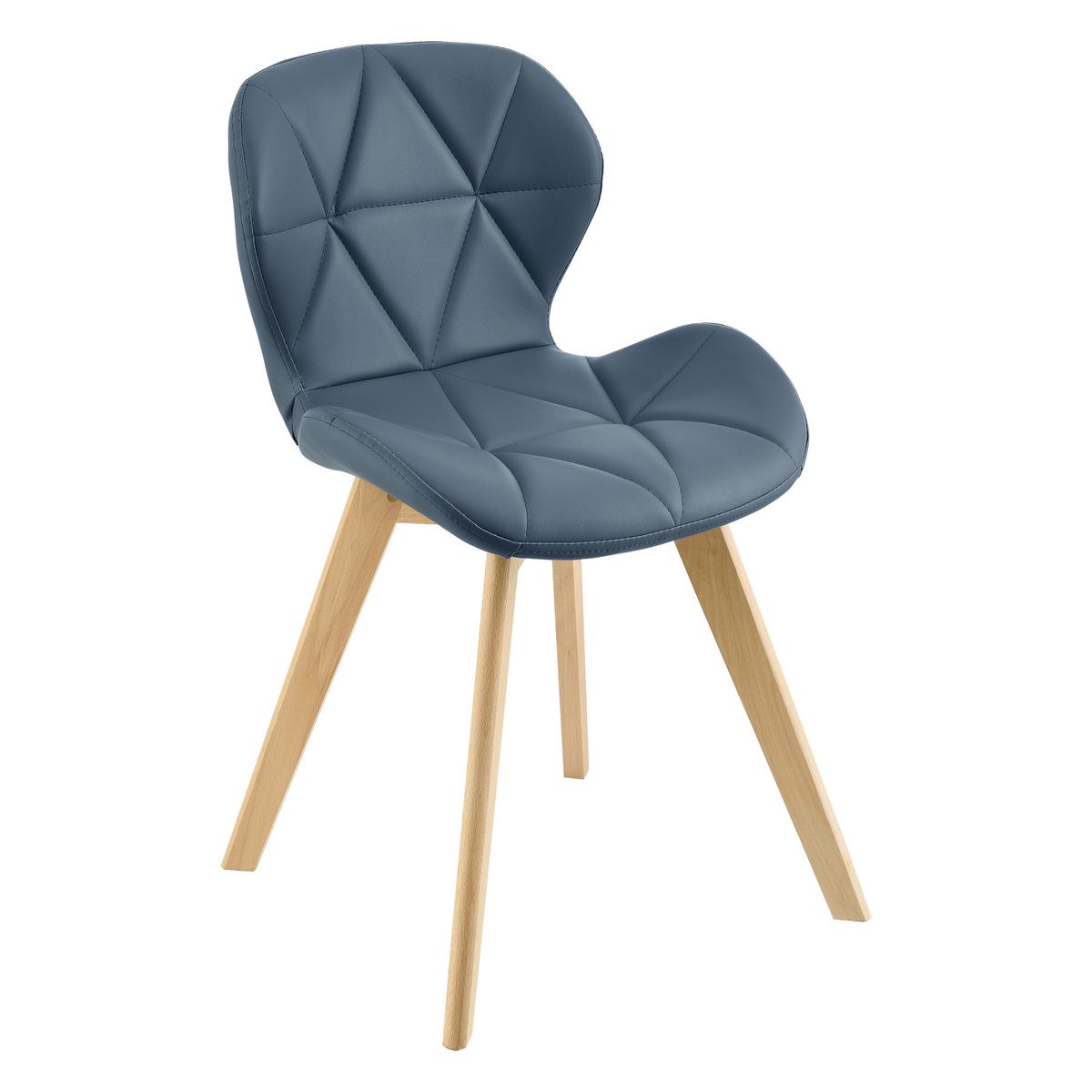 ESSZIMMERSTUHL-SET 2 TLG. Älmhult - Blau, Leder (47/78/52cm) - [en.casa]