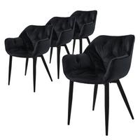 ESSZIMMERSTÜHLE 4er Set Anthrazit Samt - Schwarz, Metall (67/83/59cm) - ML-DESIGN