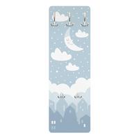 WANDGARDEROBE - Sternenhimmel mit Mond Blau 34/105 cm - Blau, Holzwerkstoff (34/105/1.6cm) - Bilderwelten