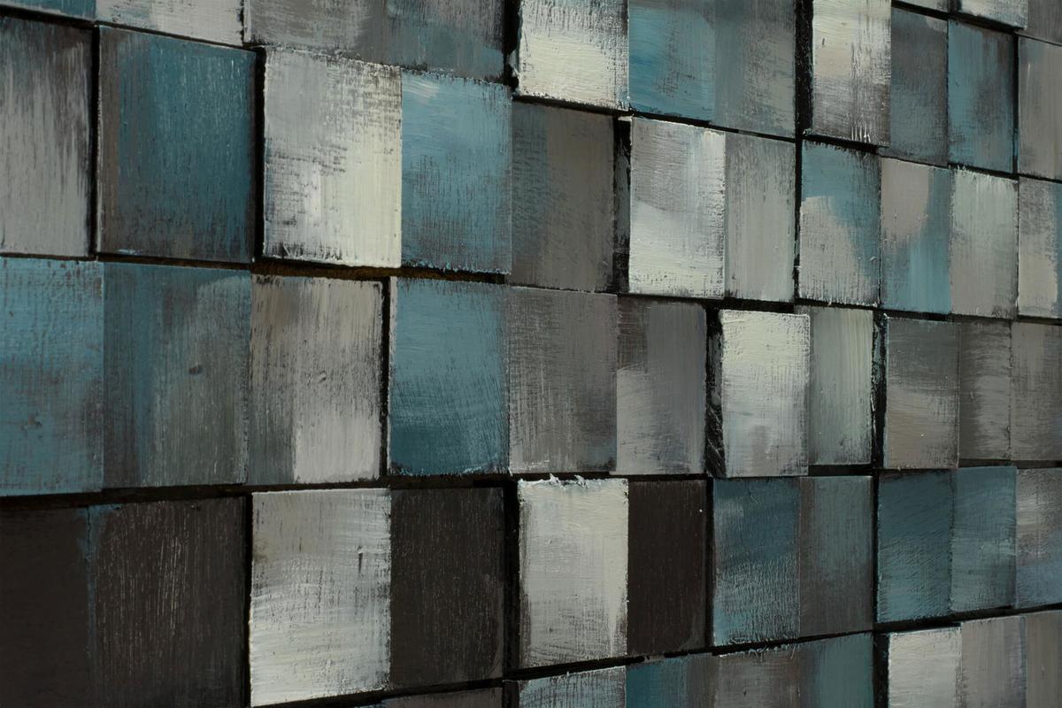 HOLZBILD Blau 144/44 cm - Blau, Holz (7.8/44cm) - KUNSTLOFT