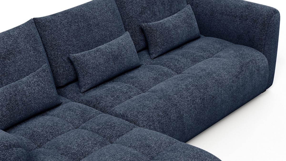 ECKSOFA SORENO 4-Sitzer, dunkelblau - Schwarz/Dunkelblau, Holz/Textil (293/171cm) - Wozimo