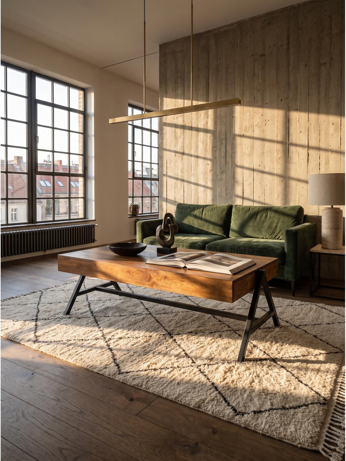 COUCHTISCH SENJA, Dunkles Massivholz, 120 x 60 x 40 cm - Schwarz/Braun, Holz/Metall (60/120/40cm) - KADIMA DESIGN