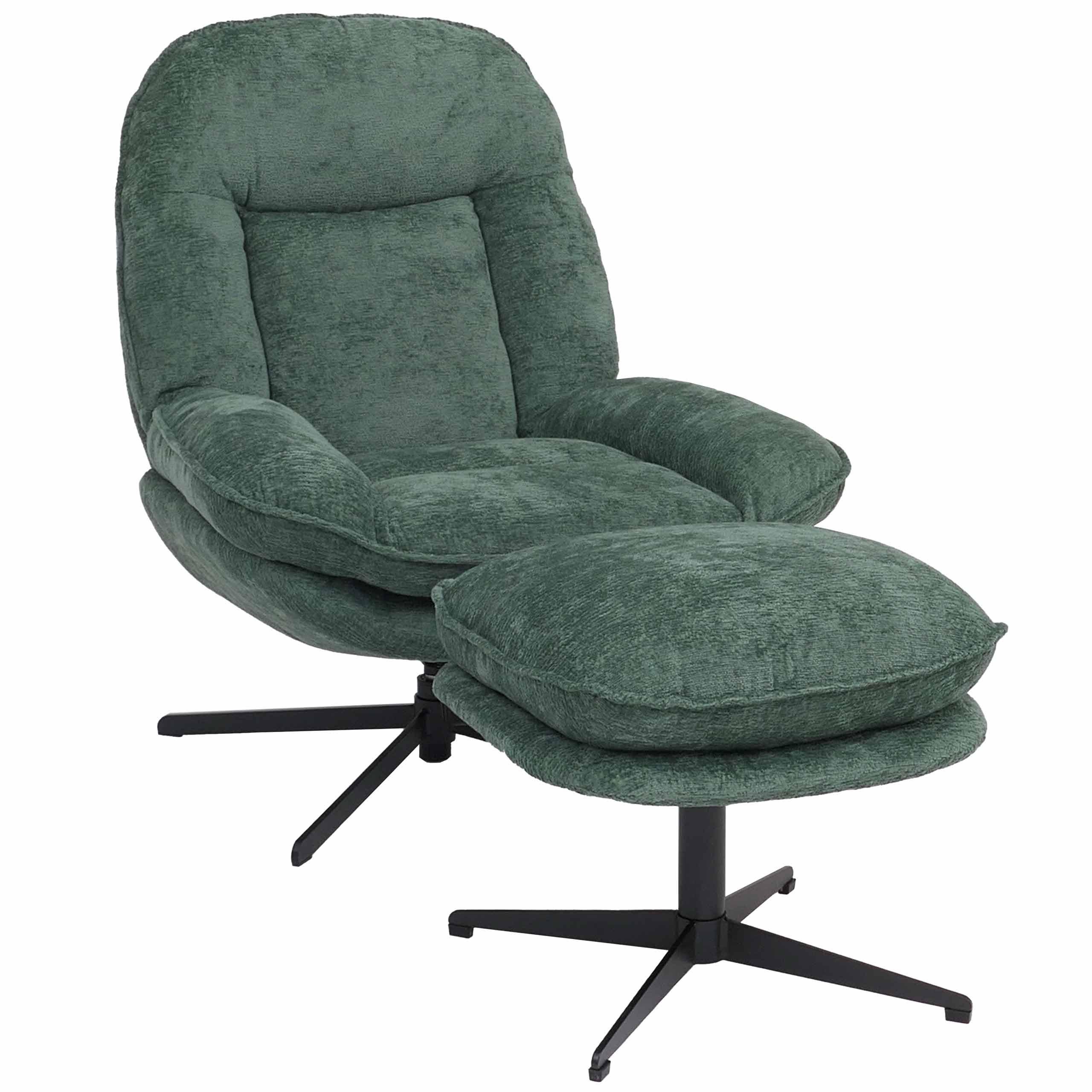 RELAXSESSEL MIT HOCKER Grün - Grün, Textil (80/96/90cm) - MCW