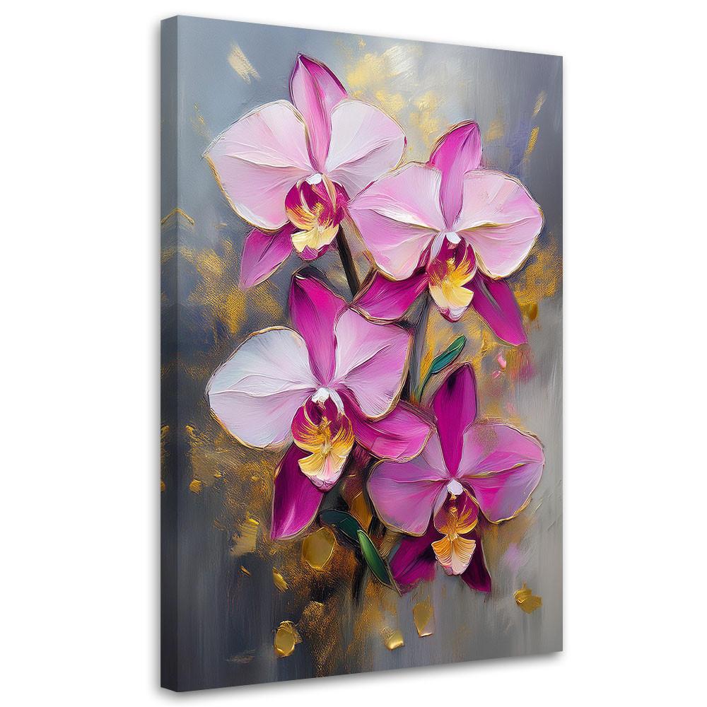 WANDBILD orchideen rosa blumen zusammenfassung - Pink, Textil (40/60cm) - Feeby