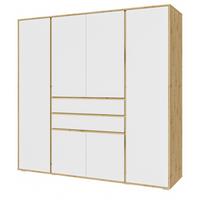 KLEIDERSCHRANK weiß, Eiche Artsian 197 x 194 cm, Drehtürenschrank 6-türig - Silberfarben/Weiß, Holzwerkstoff/Kunststoff (197/194/56cm) - Inn.Furn