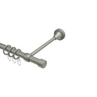 GARDINENSTANGE Primus Lucan 100 cm, 1-läufig, 16 mm Ø Chrom matt - Chromfarben/Nickelfarben, Metall (100cm) - INTERDECO