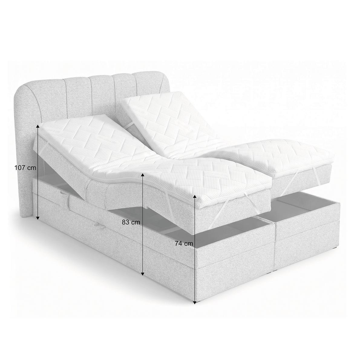 BOXSPRINGBETT Romeo mit elektrischer Matratzenverstellung, 160x200 cm, Grau - Grau, Textil (160/200cm) - Beautysofa