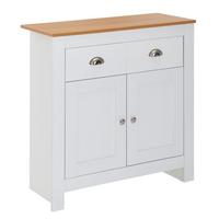 SIDEBOARD – Weiß/Eiche, 79x81x34,5 cm, 2 Schubladen, Türen - Weiß, Holzwerkstoff (79/81/35cm) - KADIMA DESIGN