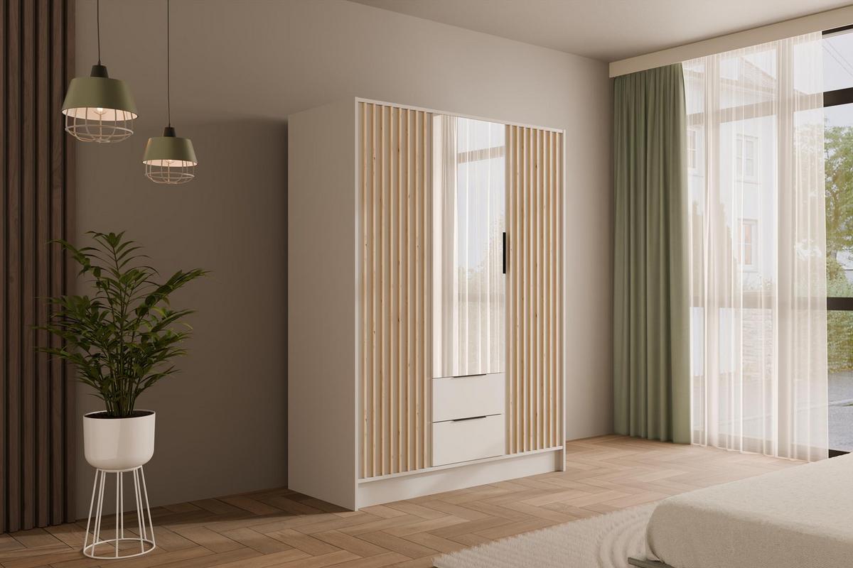 KLEIDERSCHRANK NELIA - 150 cm - Weiß/Eiche Artisan, Holzwerkstoff (150/200/51cm) - ALTDECOR