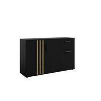KOMMODE TECTONIC 119,8/72,7/35cm mit 1 Schubladen 3 Türen Schwarz - Schwarz, Holzwerkstoff (119.8/72.7/35cm) - MASSENO