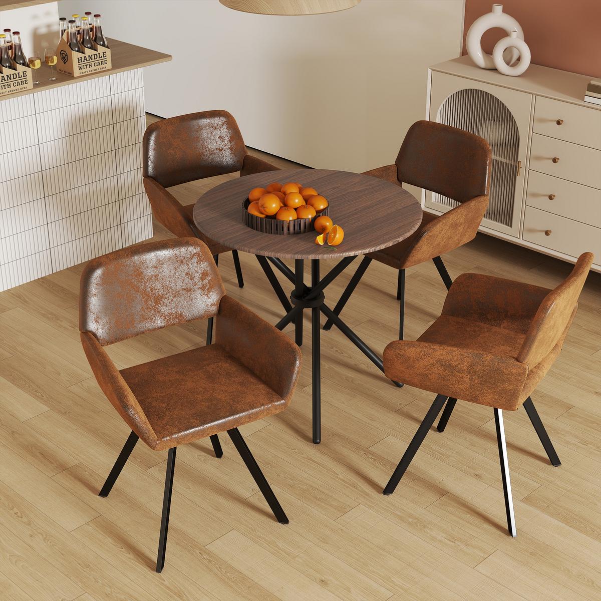 ARMLEHNSTUHL-SET 4 Stück braun - Braun, Holzwerkstoff/Textil (57/82/53cm) - Urban Meuble