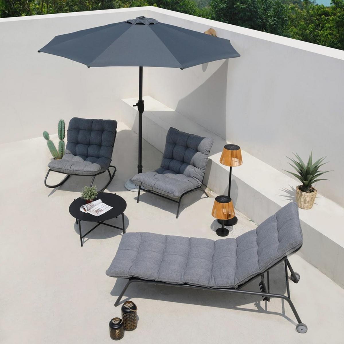 GARTENLIEGE VIBE mit Rollen - Schwarz/Grau, Holzwerkstoff (65/22/181cm) - RAUMHIRSCH FURNITURE