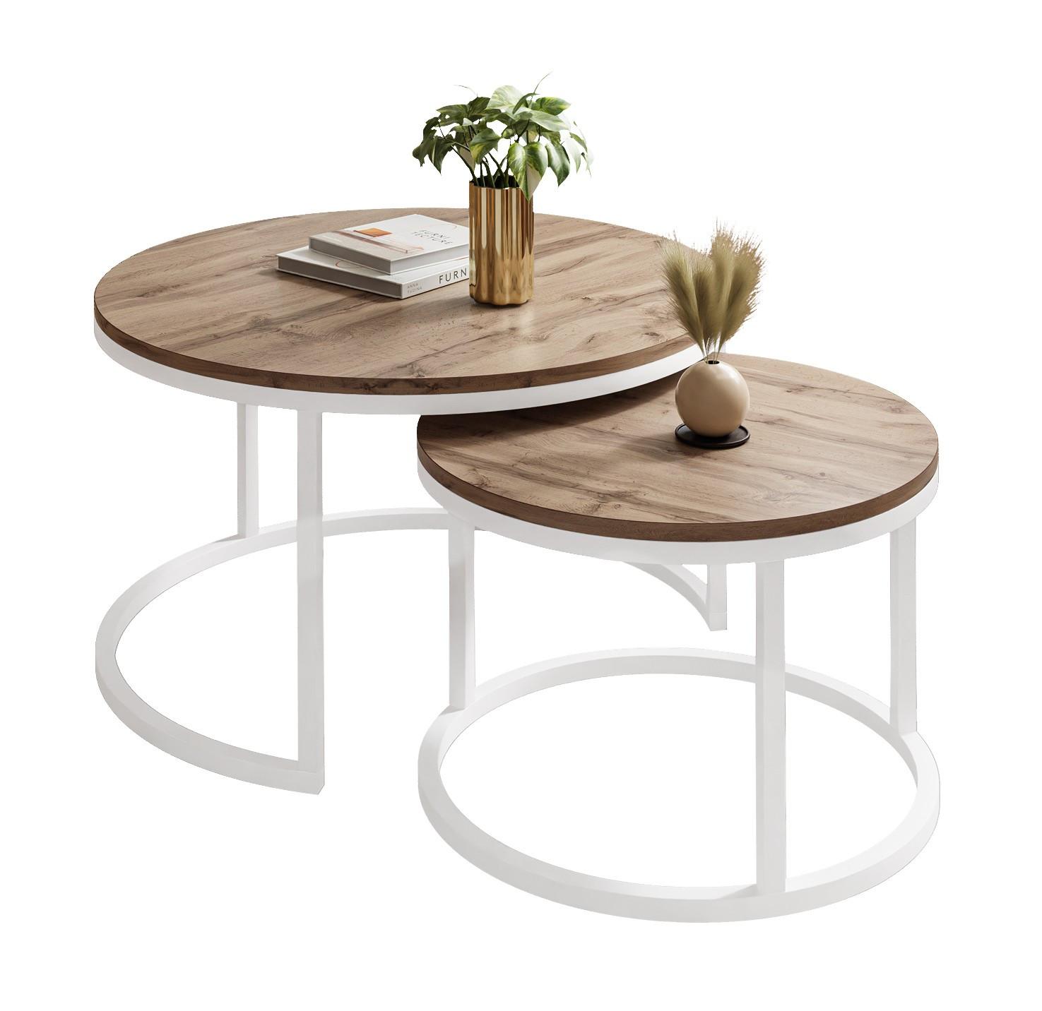 COUCHTISCH CIRI 2-in-1 Eichenholz Wotan - Weiß, Holzwerkstoff (80/80/48cm) - Lookway