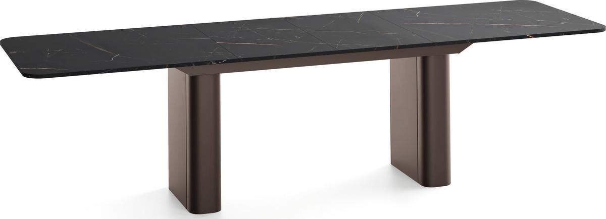 ESSTISCH Riven rechteckig ausziehbar verlängerbar mit Butterfly-Auszug, Schwarz Marmor Kupfer 180-276/90/76 cm - Braun/Kupferfarben, Holzwerkstoff/Metall (90/276/76cm) - WFL GROUP