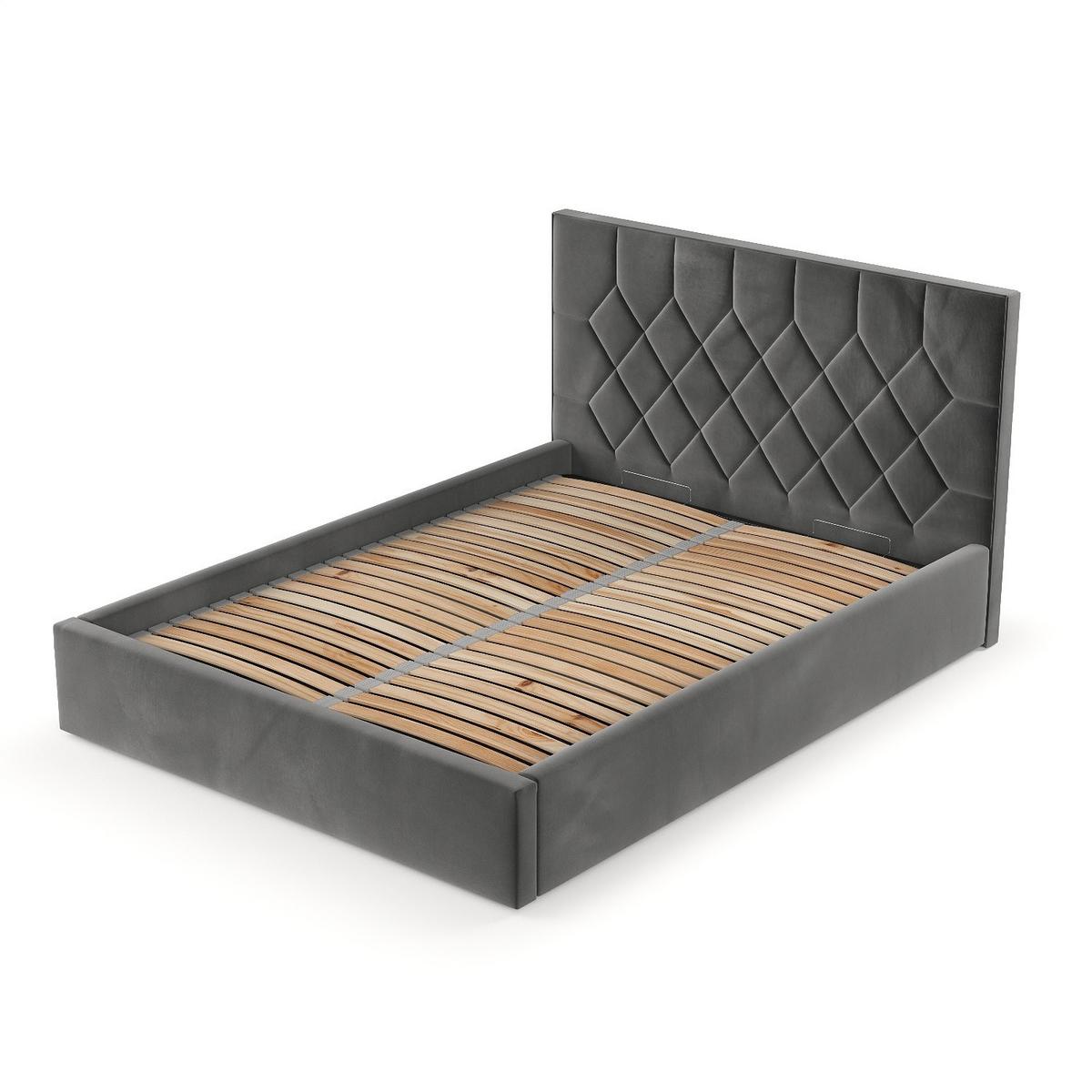 POLSTERBETT Brisa 180/200 cm Grau im Kronos Stoff - Schwarz/Naturfarben, Holz/Holzwerkstoff (180/200cm) - AltaBeds