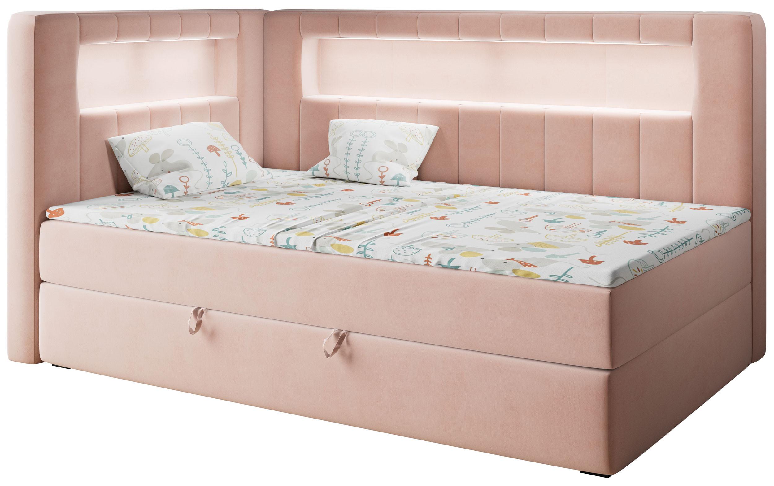 BOXSPRINGBETT JUNIOR GOLD 3 90/200 Rosa - linke Seite - Rosa, Holz/Textil (90/200cm) - MKS