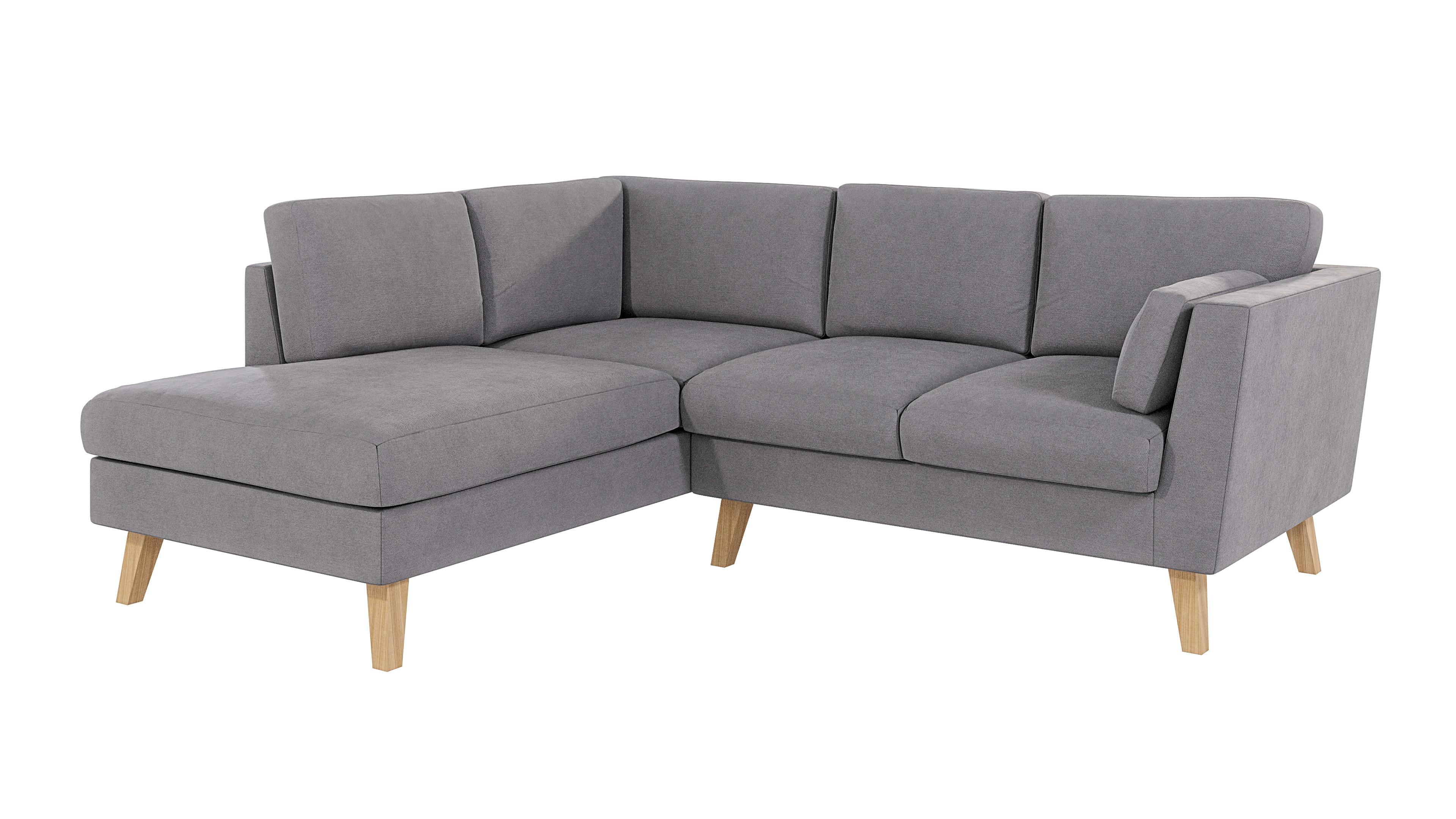 ECKSOFA Mario Grau Microfaser - Naturfarben/Grau, Buchenholz/Textil (221/186cm) - S-Style Möbel