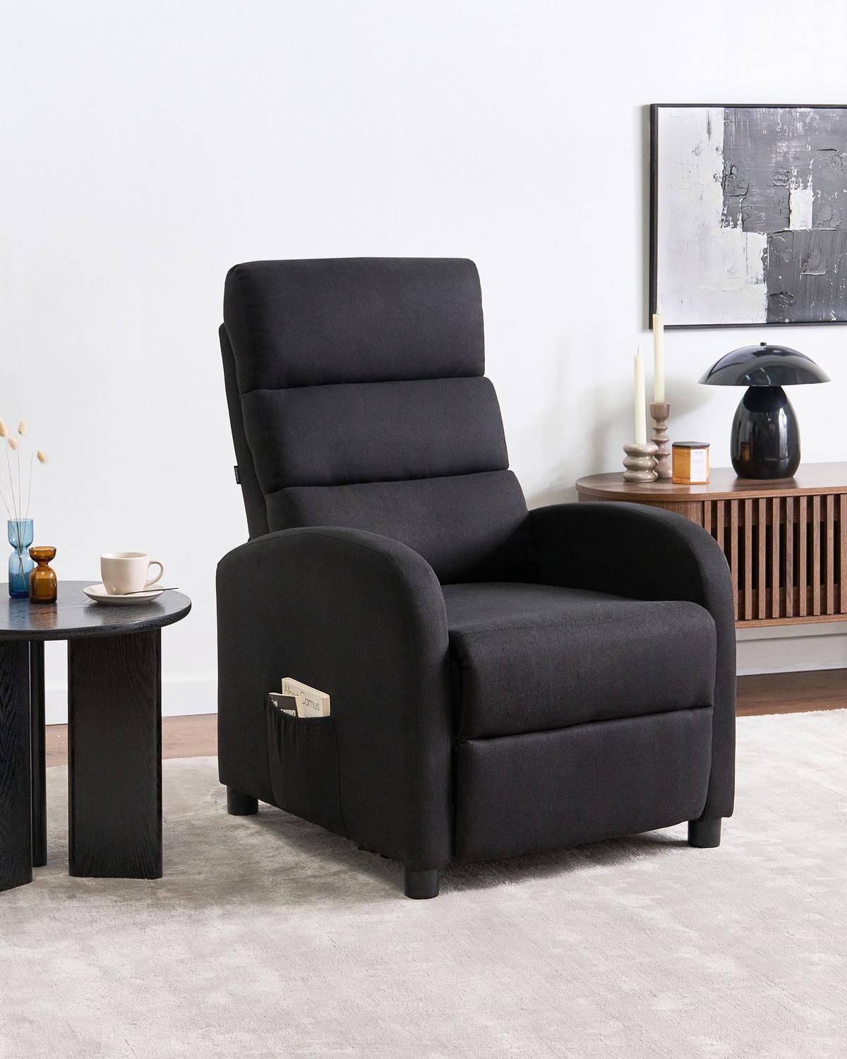 FERNSEHSESSEL Stoff Schwarz Otus - Schwarz, Textil (67/75/89cm) - Beliani