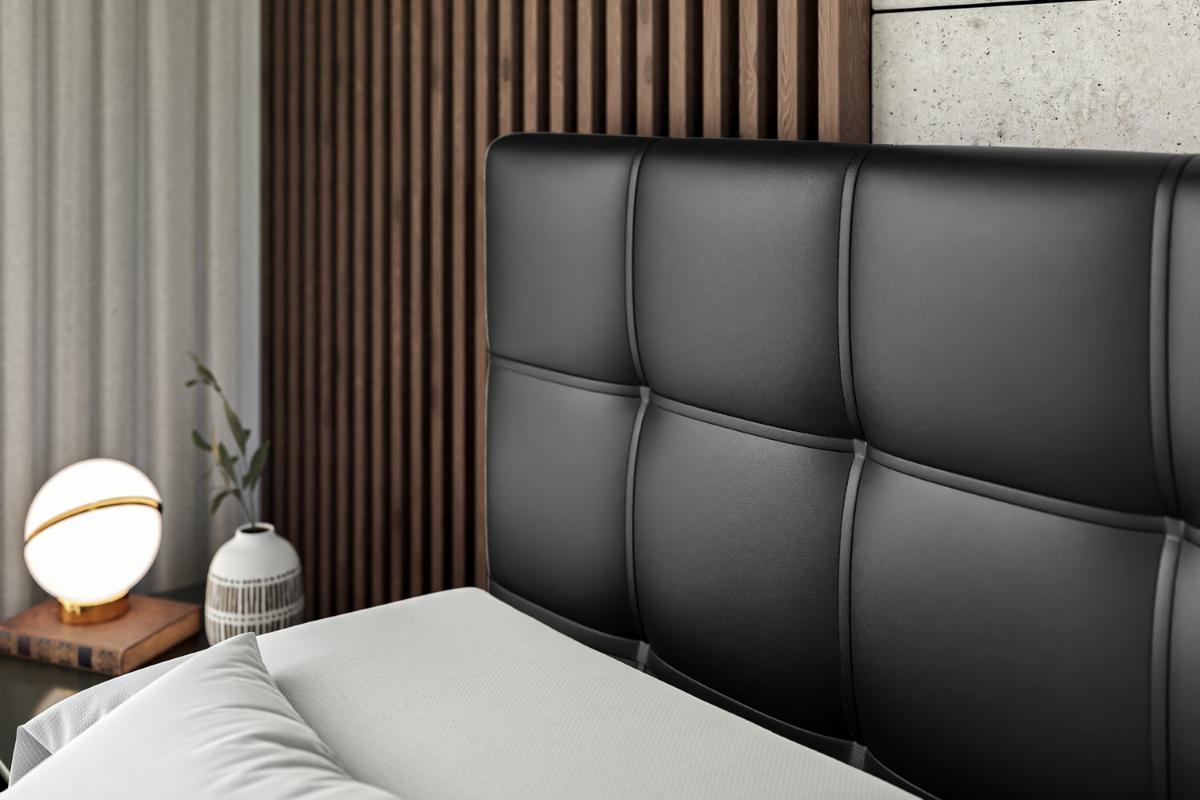 BOXBETT mit Matratze H4 und Lattenrost - MARCE - 120 x 200 cm - Schwarz - Schwarz Hochglanz, Holzwerkstoff (120/200cm) - ALTDECOR