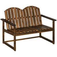 GARTENBANK, 2-Sitzer Sitzbank, Holzbank mit Rückenlehne, Armlehne, Parkbank, Verkohlt - Dunkelbraun, Holz (63/86/114cm) - Outsunny
