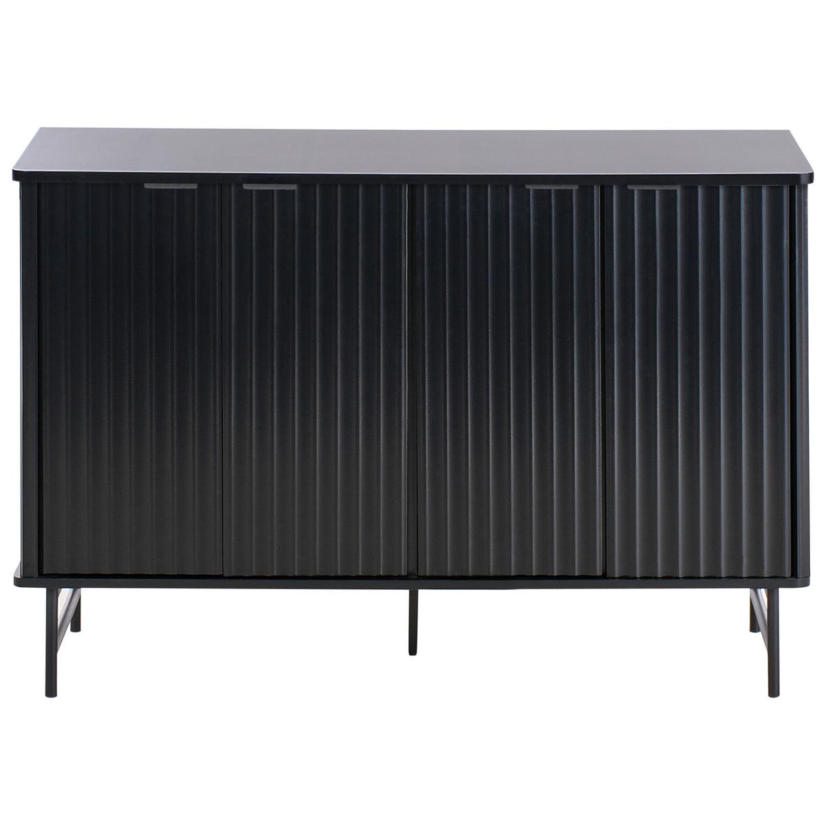 SCHRANK Schwarz Glastonbury - Schwarz, Holzwerkstoff/Metall (120/80/40cm) - Beliani