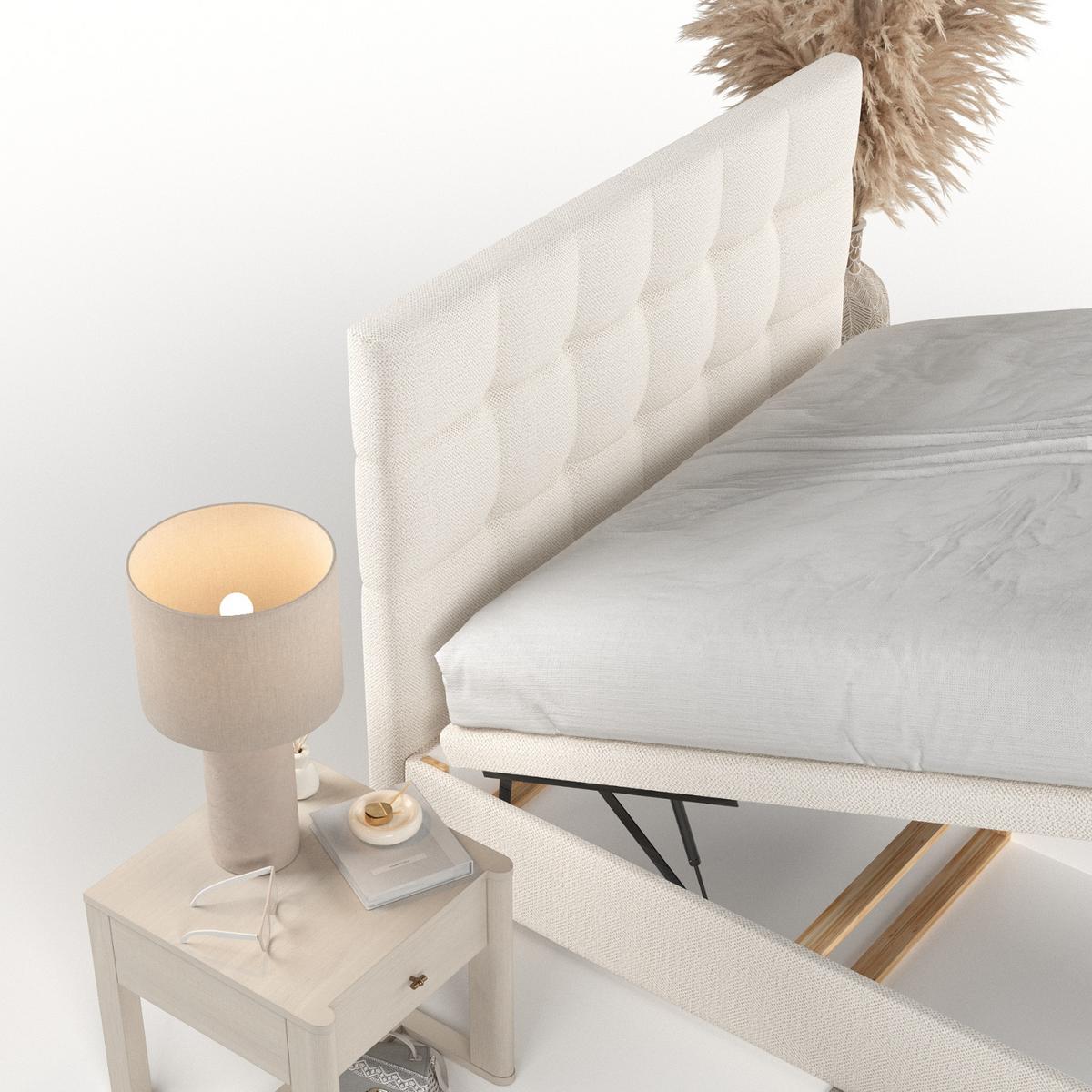 POLSTERBETT Guam mit Stauraum 120/200 cm Creme im Alta Stoff - Creme/Schwarz, Holz/Holzwerkstoff (120/200cm) - AltaBeds