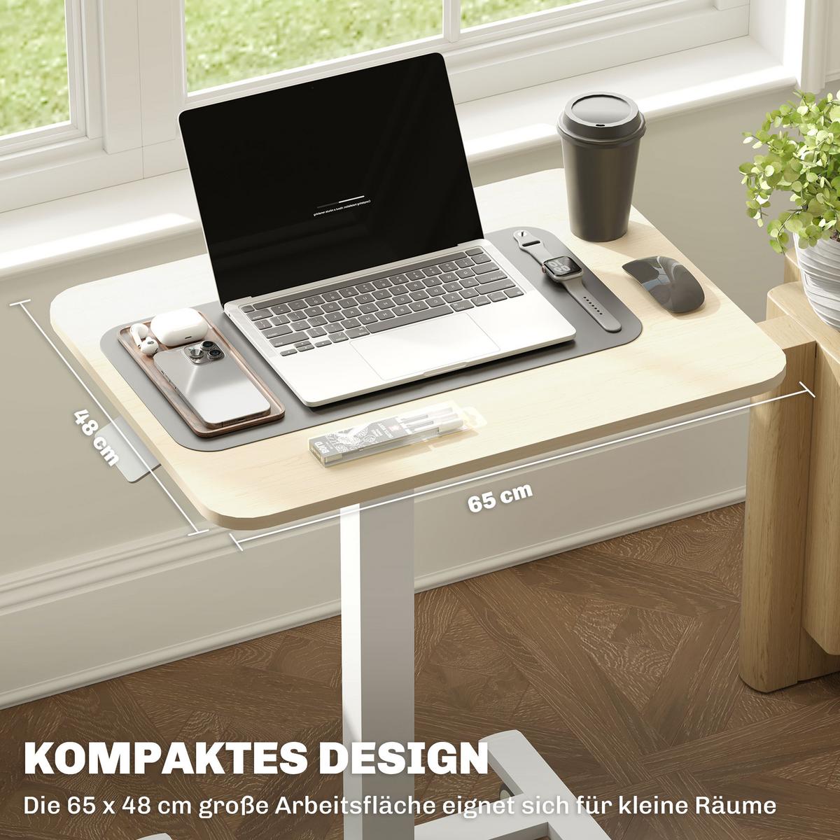 LAPTOPTISCH Spanplatte Stahl Rustikal-Braun - Braun/Weiß, Holzwerkstoff (65/48/108cm) - Vinsetto