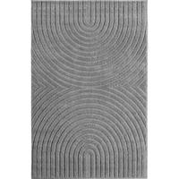 TEPPICH Hochflor RIGI in Silber, mit organischen Bögen in 3D, 80 x 150 cm - Silberfarben, Textil (80/150cm) - KADIMA DESIGN