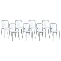 GARTENSTUHL 8er-Set Kunststoff weiß/grau Spezia - Weiß/Grau, Kunststoff (42/89/49cm) - Beliani