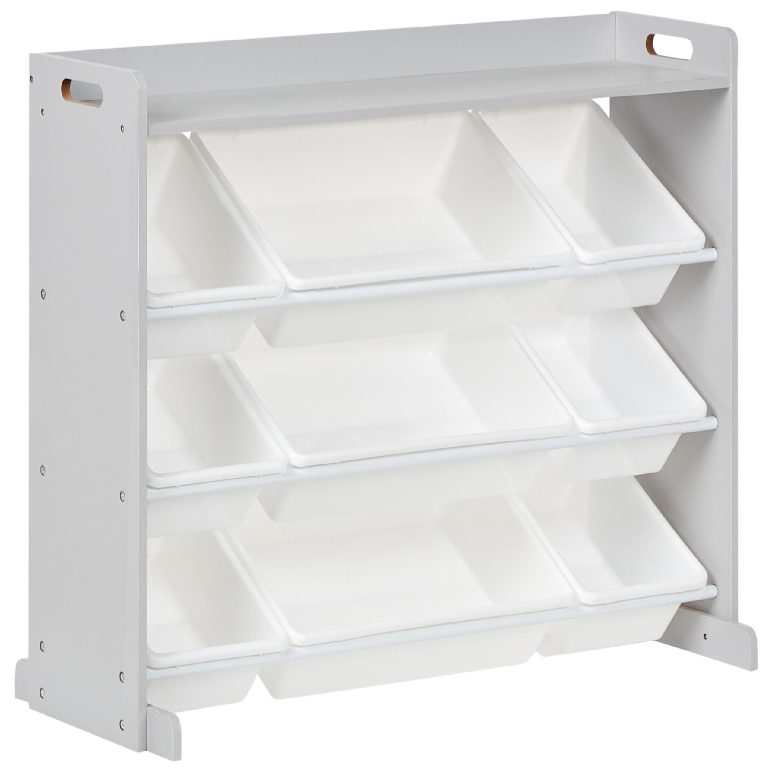 REGAL mit 9 Aufbewahrungsboxen 78 cm Grau Collie - Dunkelgrau/Weiß, Holzwerkstoff (86/78/39cm) - Beliani