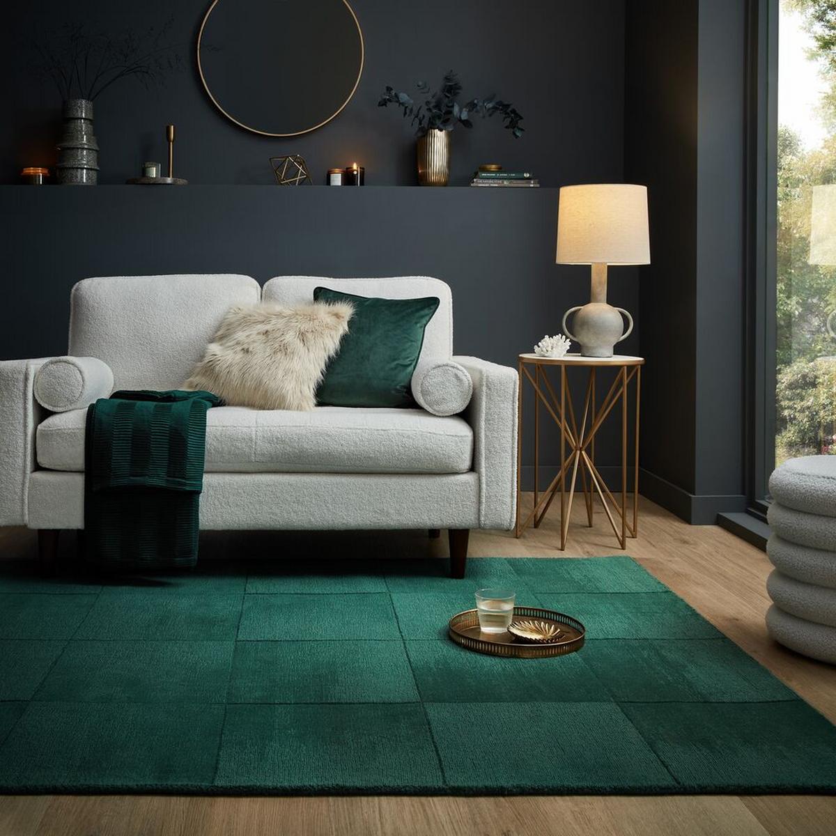 WOLLTEPPICH SID, geometrisch, Grün, 200 x 290 cm - Grün, Textil (200/290cm) - KADIMA DESIGN