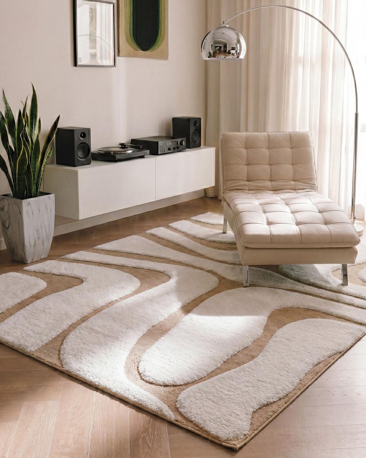 TEPPICH Beige/Weiß 160/230 cm Hartz - Beige/Creme, Textil (160/230cm) - Beliani