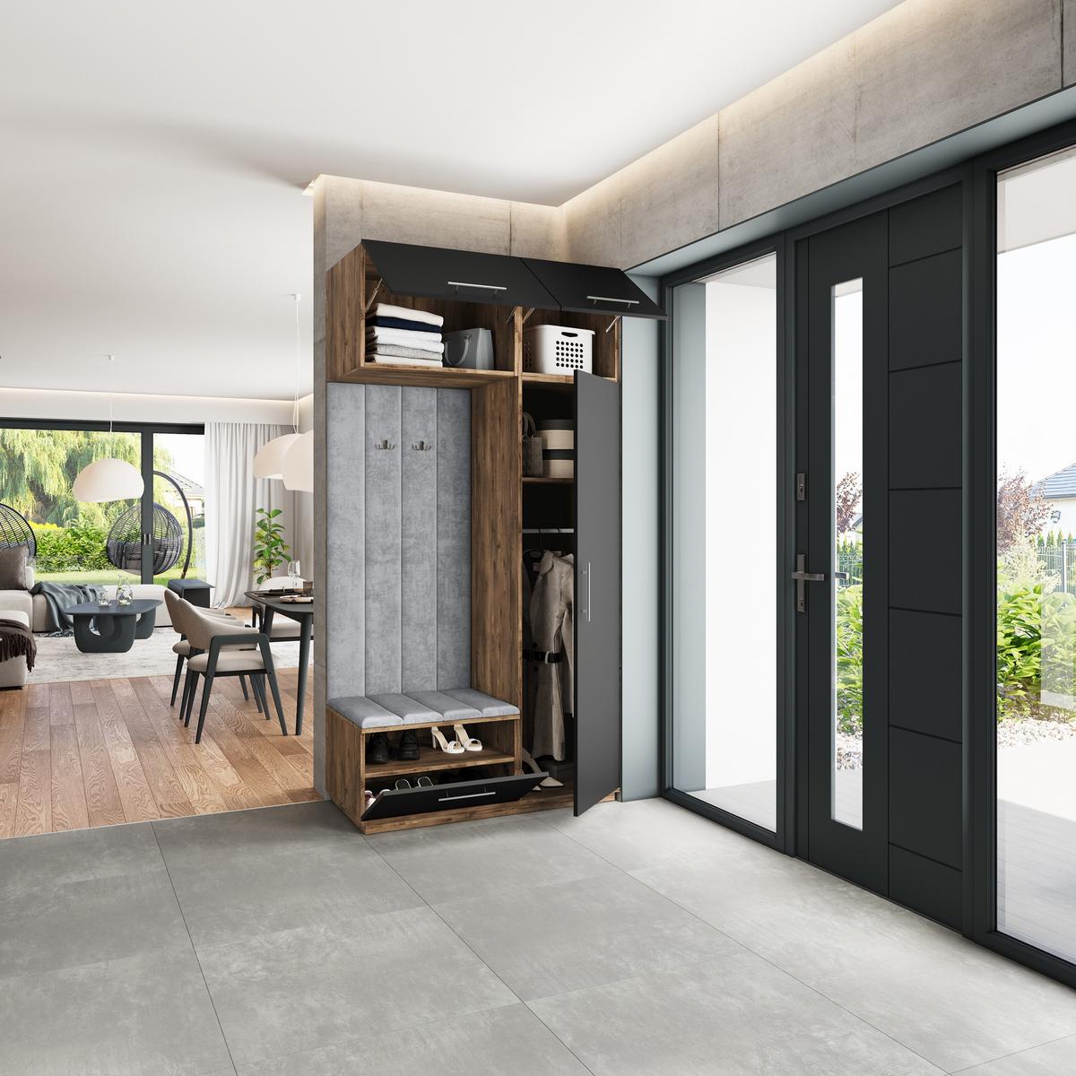 GARDEROBENSCHRANK REMA 120/240/60 cm Modern Eichefarben - Eichefarben/Hellgrau, Holzwerkstoff (120/240/60cm) - MASSENO